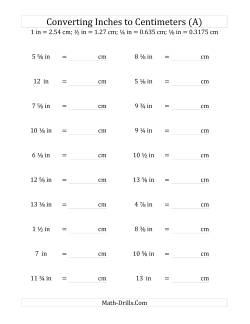 Converting Inches to Centimeters Including Eighth Inches