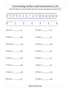 Converting Between Inches and Centimeters with a Ruler