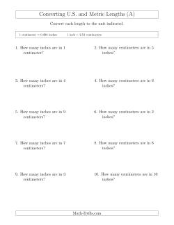 Converting Between Centimeters and Inches