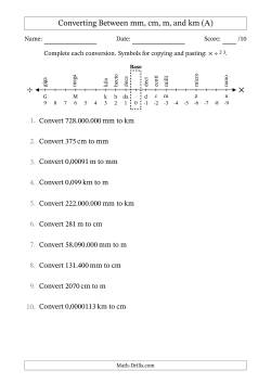 Converting Between Millimetres, Centimetres, Metres and Kilometres (Euro Number Format)