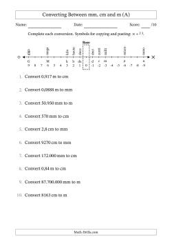 Converting Between Metres, Centimetres and Millimetres (Euro Number Format)