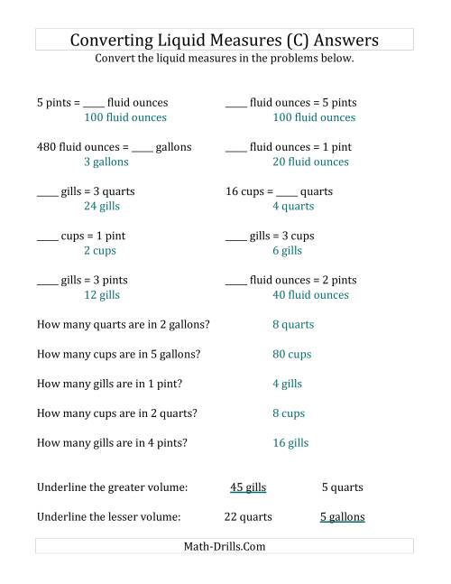 The Imperial Liquid Measurements Conversion (C) Math Worksheet Page 2