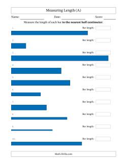 Measuring Length of Bars to the Nearest Half Centimeter