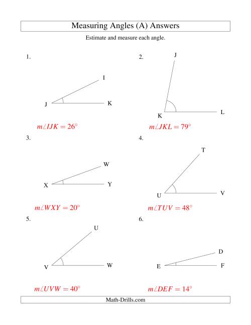 Measuring Angles Worksheet Pdf