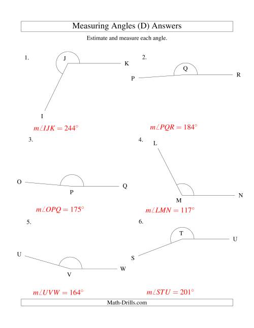 The Measuring Angles Between 5° and 355° (D) Math Worksheet Page 2