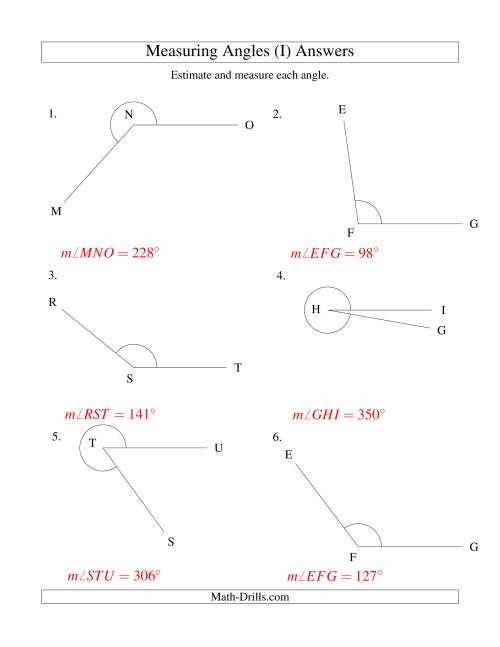 The Measuring Angles Between 5° and 355° (I) Math Worksheet Page 2