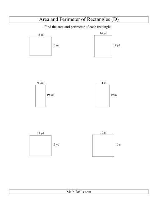 geometry area and perimeter worksheets with answers