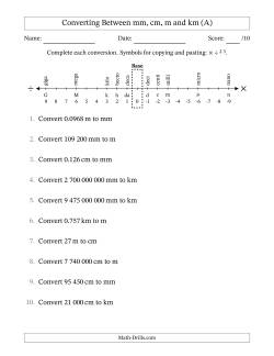 Converting Between Millimetres, Centimetres, Metres and Kilometres (SI Number Format)