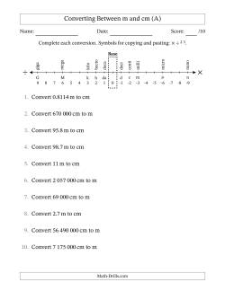 Converting Between Centimetres and Metres (SI Number Format)