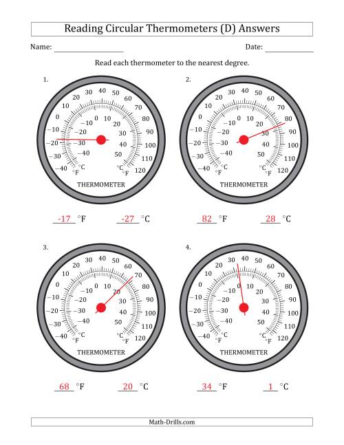 The Reading Temperatures from Circular Thermometers (Fahrenheit Dominant) (D) Math Worksheet Page 2