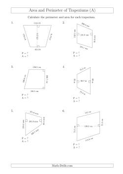 Calculating Area and Perimeter of Trapeziums (Larger Still Numbers)