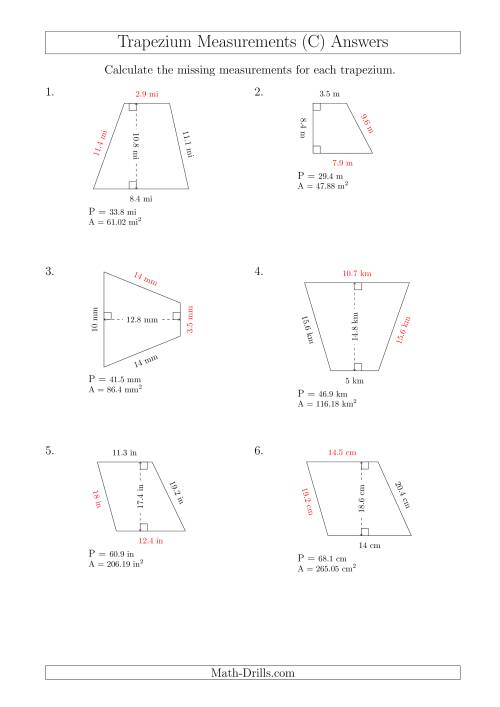 Calculating Bases and Sides of Trapeziums (C)