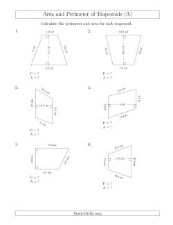 Calculating the Perimeter and Area of Trapezoids (Smaller Numbers)