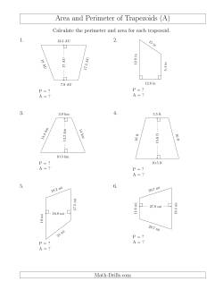 Calculating the Perimeter and Area of Trapezoids (Larger Numbers)