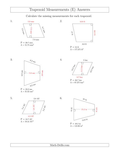 The Calculating Bases and Heights of Trapezoids (E) Math Worksheet Page 2