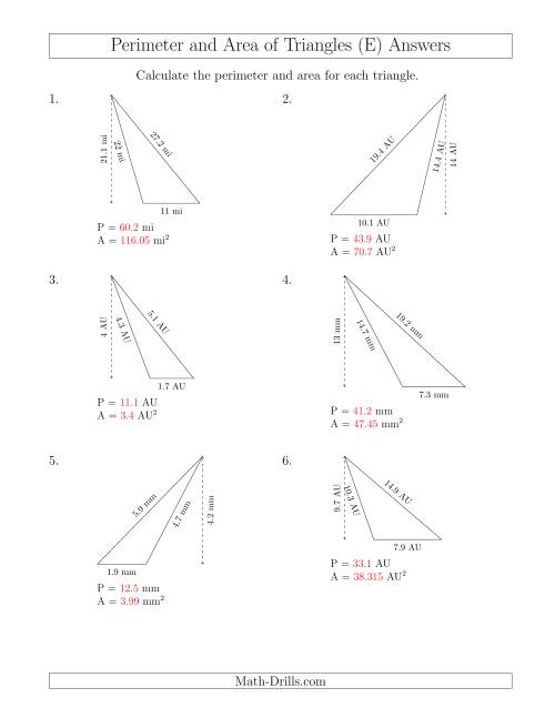 Calculating the Perimeter and Area of Obtuse Triangles (E)