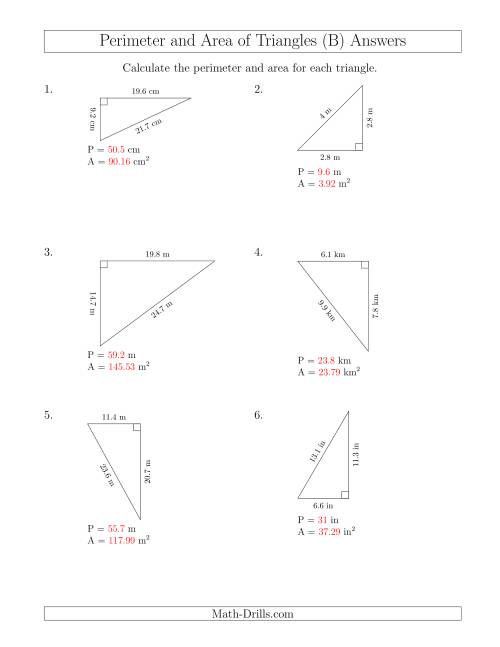 Calculating the Perimeter and Area of Right Triangles (Rotated ...