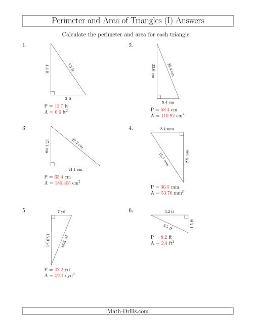 Calculating the Perimeter and Area of Right Triangles (Rotated ...