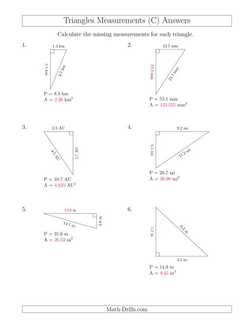 Calculating the Area and Height of Right Triangles (C)