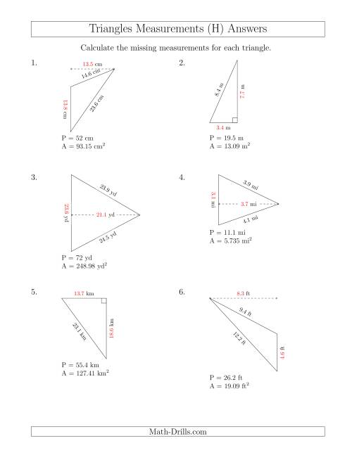 Calculating the Base and Height of Triangles (H)