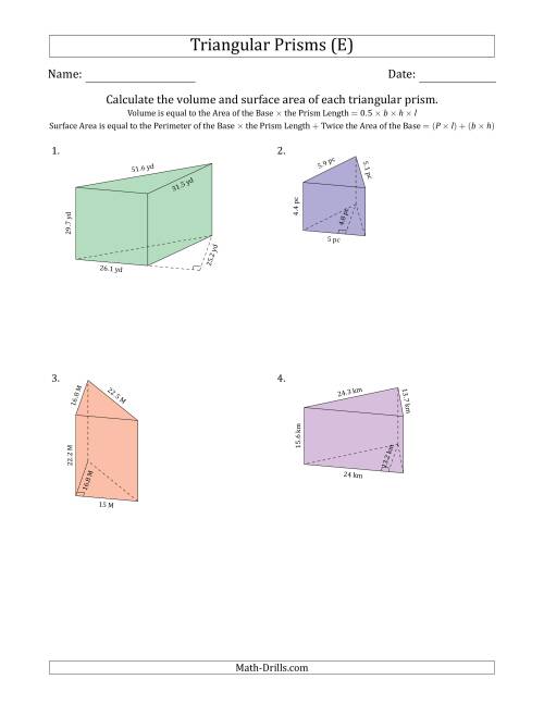 volume of triangular prism worksheets with answers