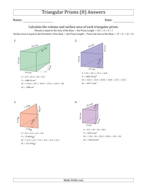 volume of triangular prism worksheets