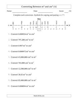 Converting Between Square Meters and Square Centimeters (U.S./U.K. Number Format)