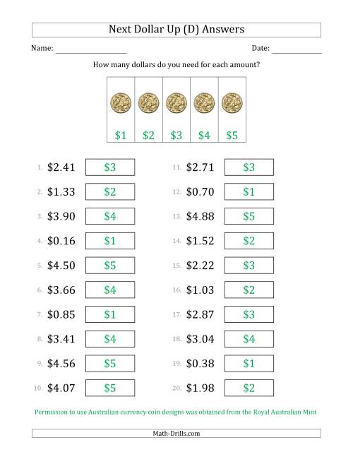 Next Dollar Up Strategy with Amounts to $5 (Australia) (D)