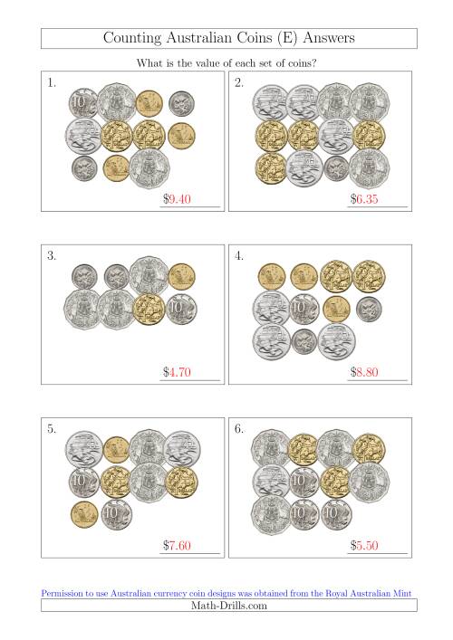 counting australian coins e