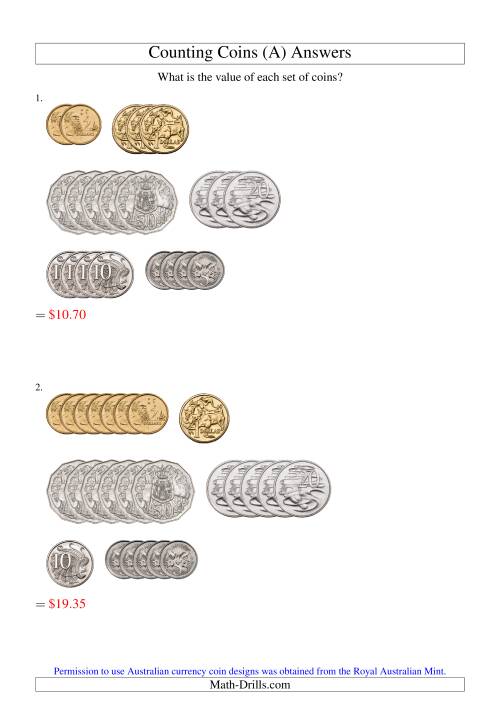 counting australian coins old