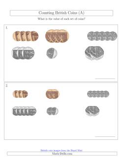 Counting Small Collections of British Coins (No Pound Coins)