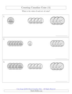 Counting Small Collections of Canadian Coins Sorted Version (No Dollar Coins)