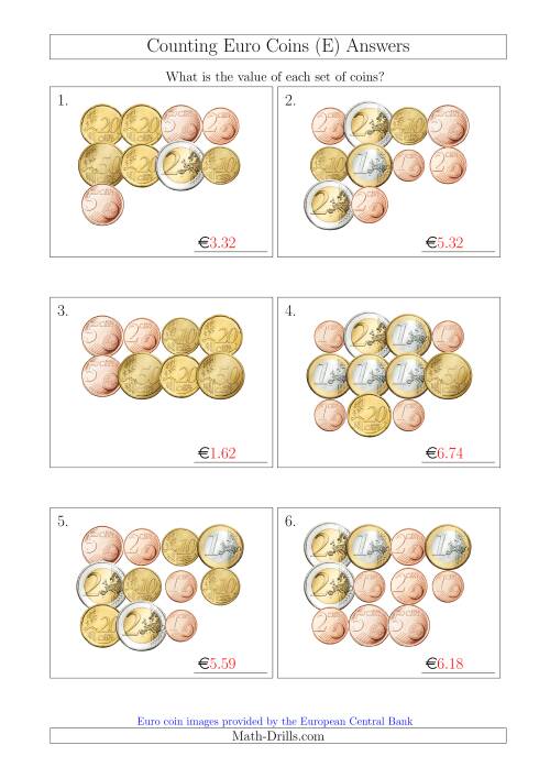 counting euro coins e