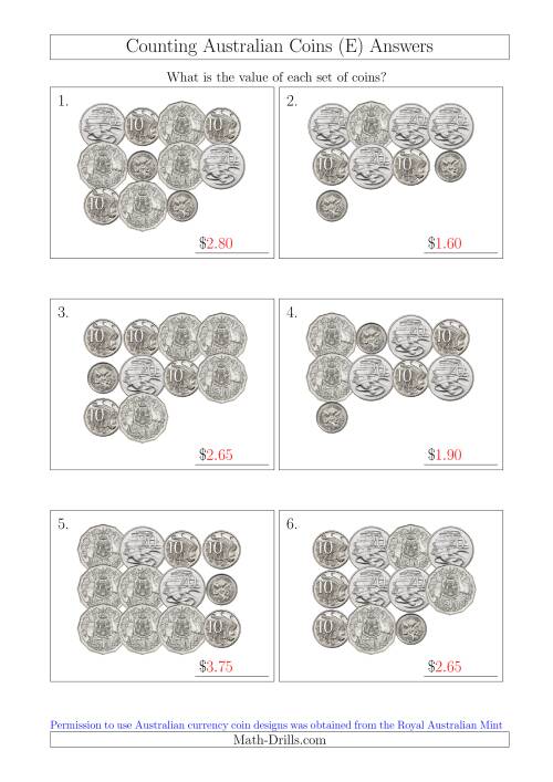 Counting Australian Coins Without Dollar Coins (E)