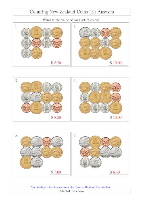 Counting New Zealand Coins (E)