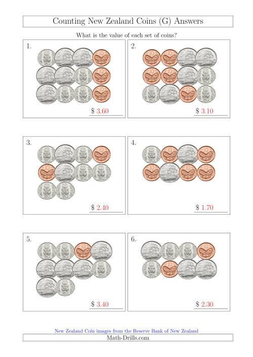 Counting New Zealand Coins (No Dollars) (G)