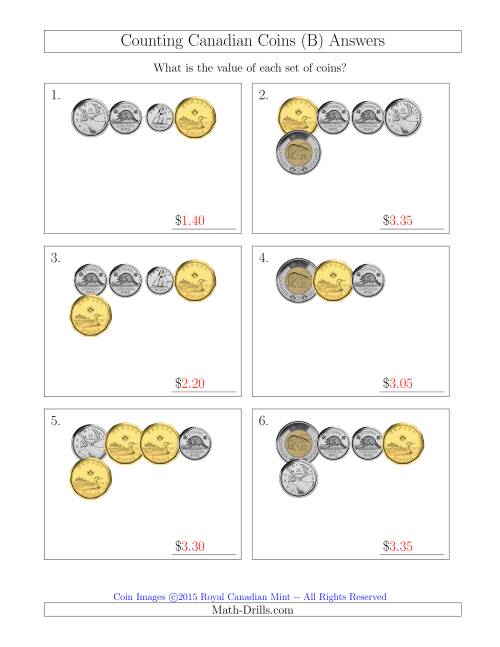 counting small collections of canadian coins b