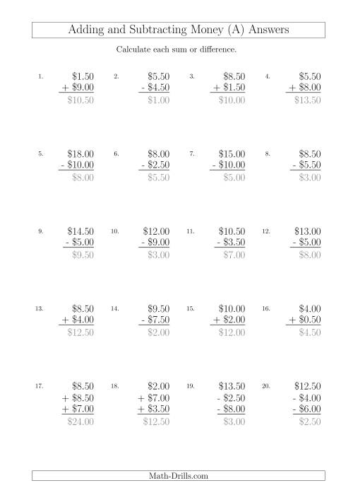 adding and subtracting australian dollars with amounts up