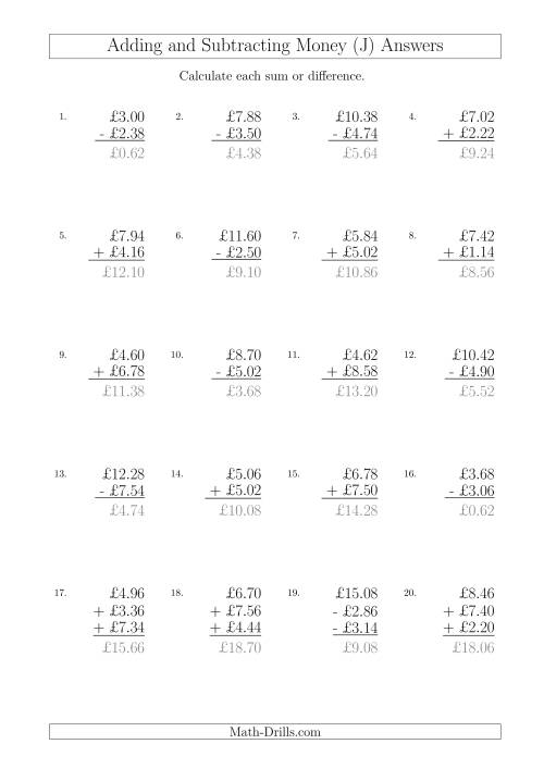 Adding and Subtracting Pounds with Amounts up to £10 in 2 Pence ...