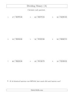 Dividing Dollar Amounts by Two-Digit Divisors