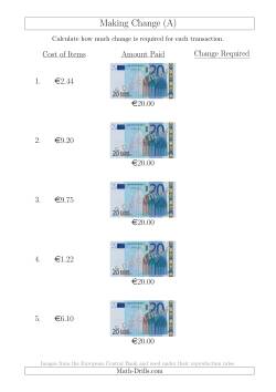 Making Change from 20 Euro Notes