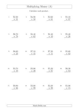 Multiplying Dollar Amounts in Increments of 10 Cents by Two-Digit Multipliers (Australia and New Zealand)