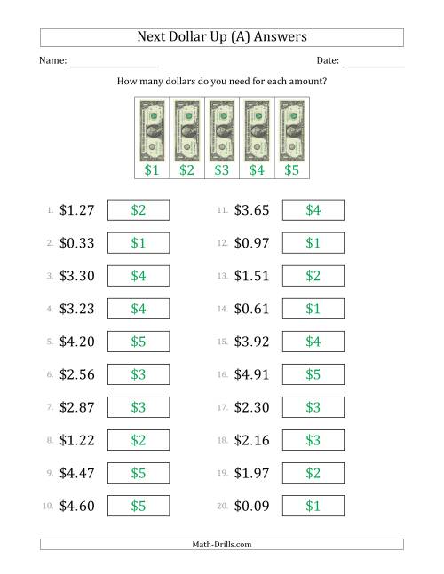 Next Dollar Up Strategy with Amounts to $5 (A)