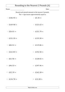 Rounding pound amounts to the nearest 2 pounds