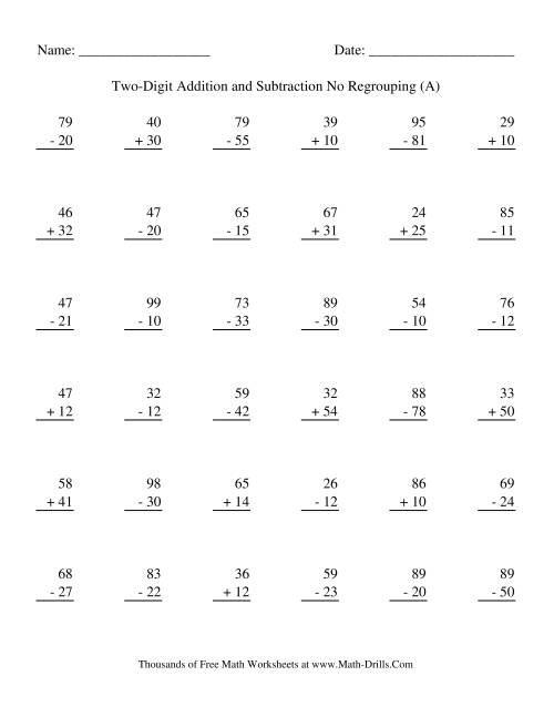 Printables Addition And Subtraction Worksheets Without Regrouping Beyoncenetworth Worksheets