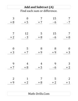 Adding and Subtracting with Facts From 0 to 9