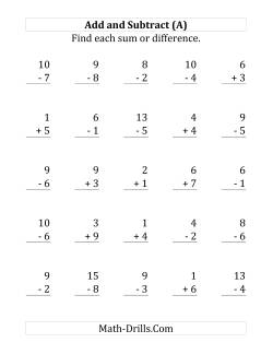 Adding and Subtracting with Facts From 1 to 9