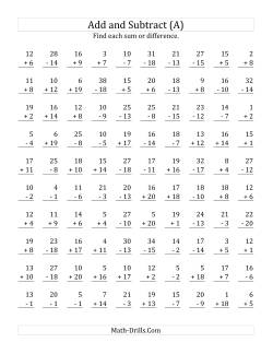 Adding and Subtracting with Facts From 1 to 20