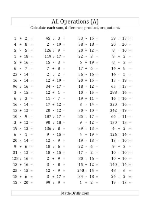 100 Mixed Multiplication Worksheets