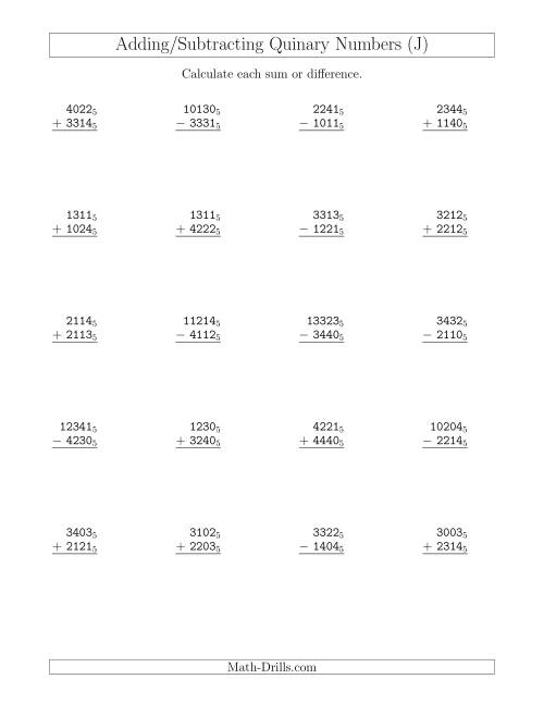 Adding And Subtracting Quinary Numbers Base 5 J 